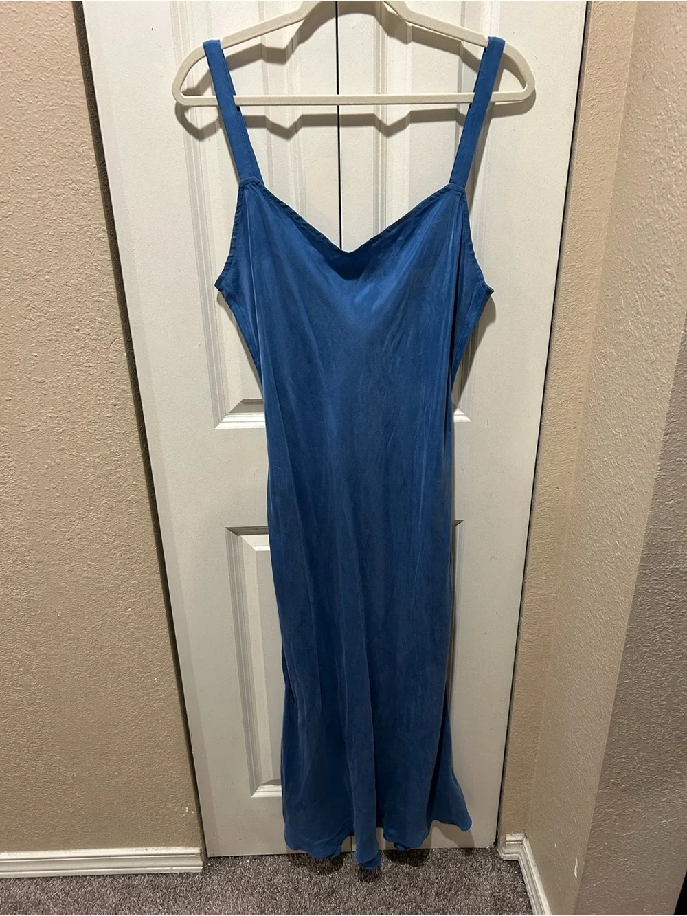 J.Crew Gwyneth Cupro-blend Slip Midi Dress Blue , size 12